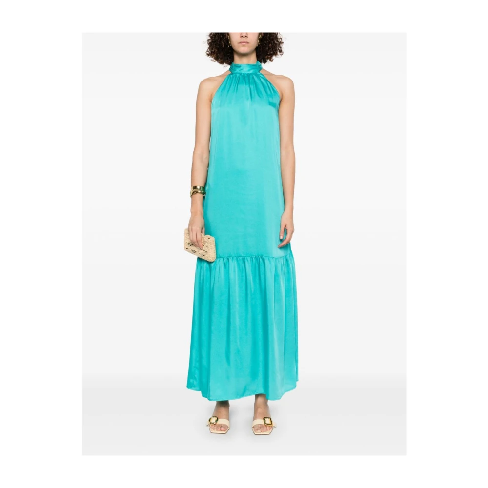 Liu Jo Turquoise Uitlopende Lange Jurk Blue Dames