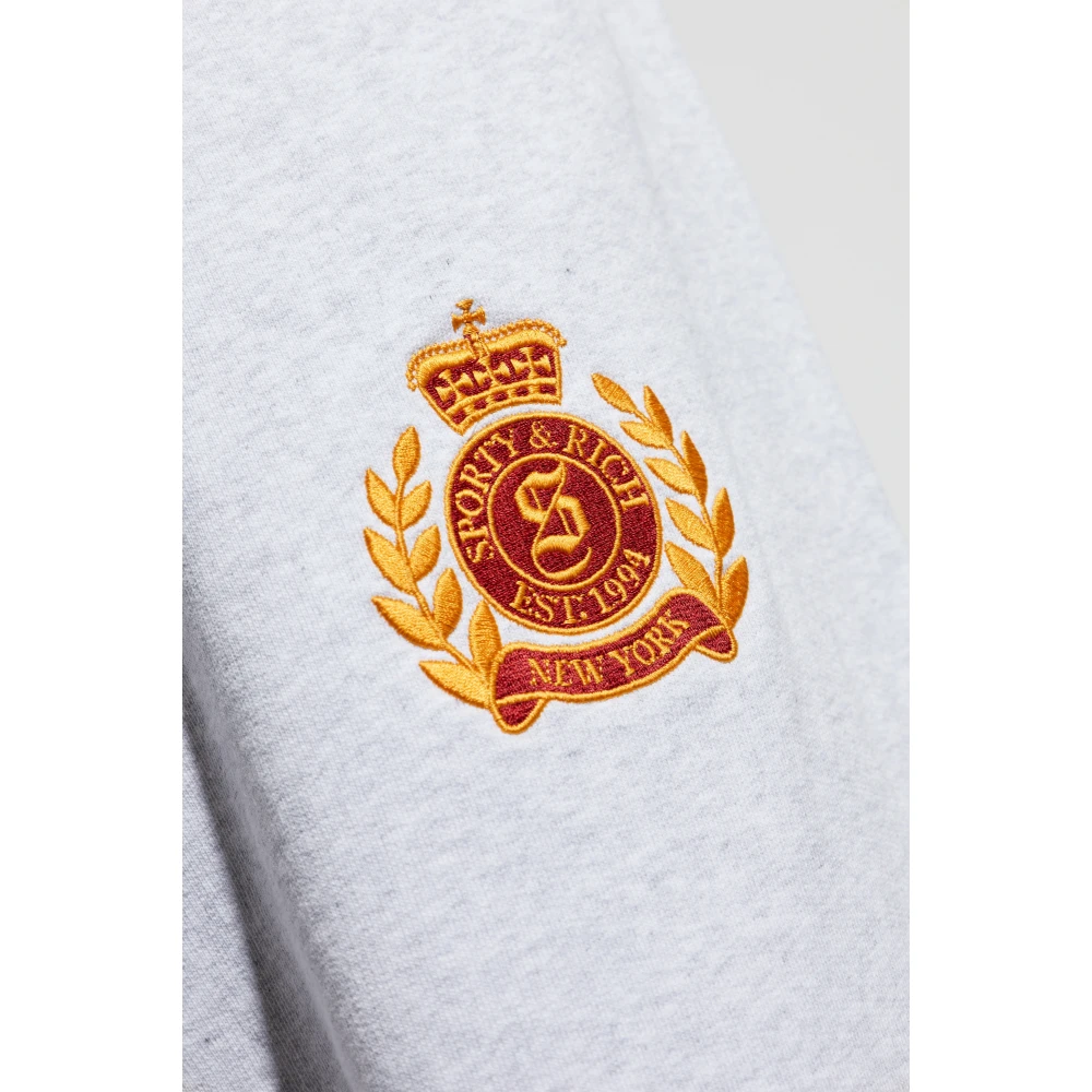 Sporty & Rich Sweatpants uit de New York Crest collectie Gray Heren