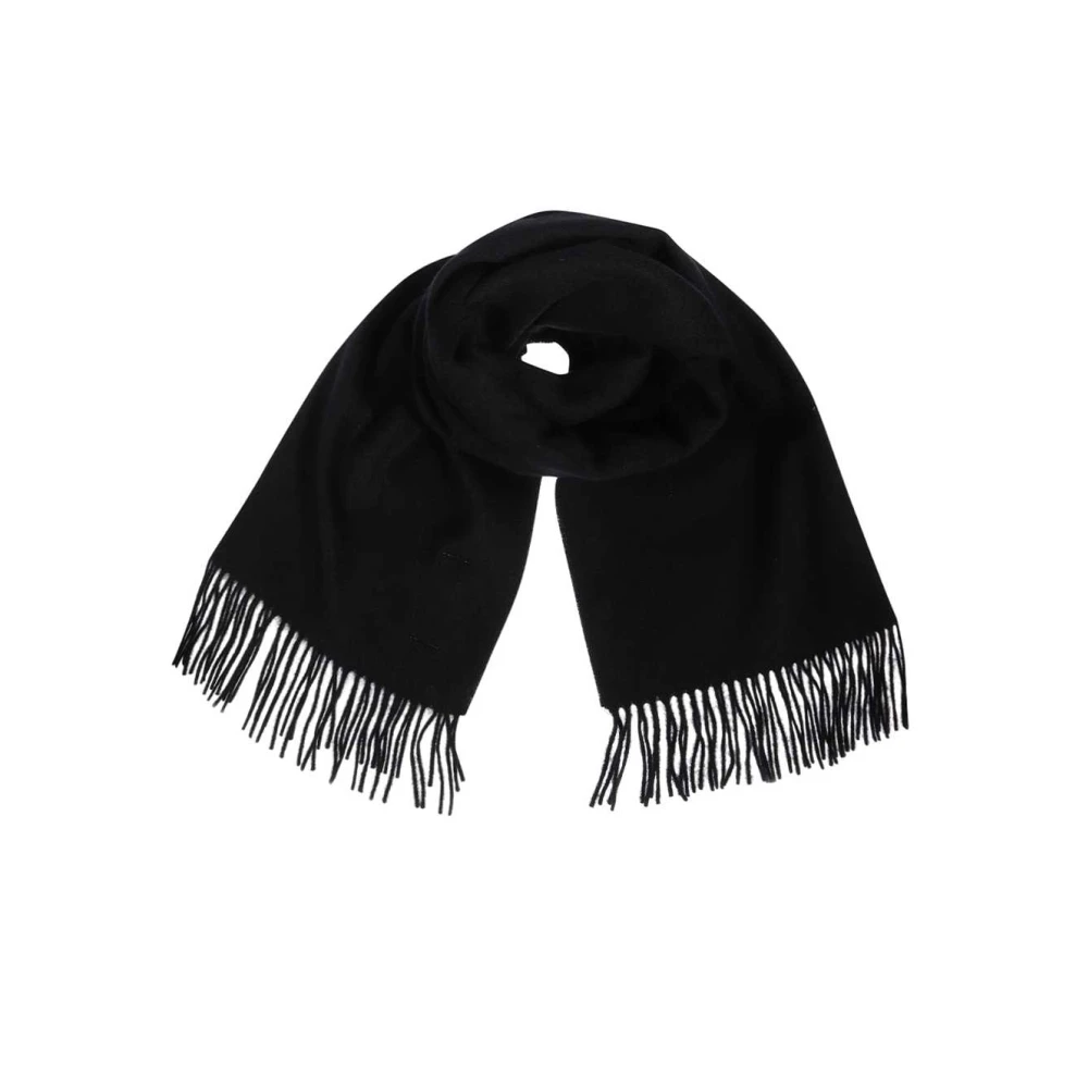 Les Deux Wollen sjaal met franjes Black Heren
