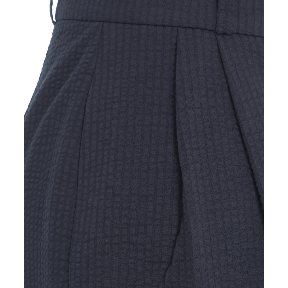 Harris Wharf London Blauwe Geplooide Bermuda Wijde Broek Blue Dames