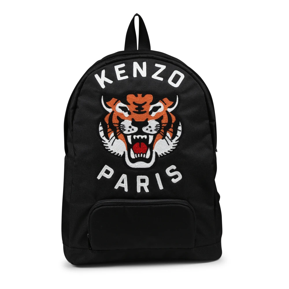 Kenzo Svart Lucky Tiger Canvas Ryggsäck Black, Unisex