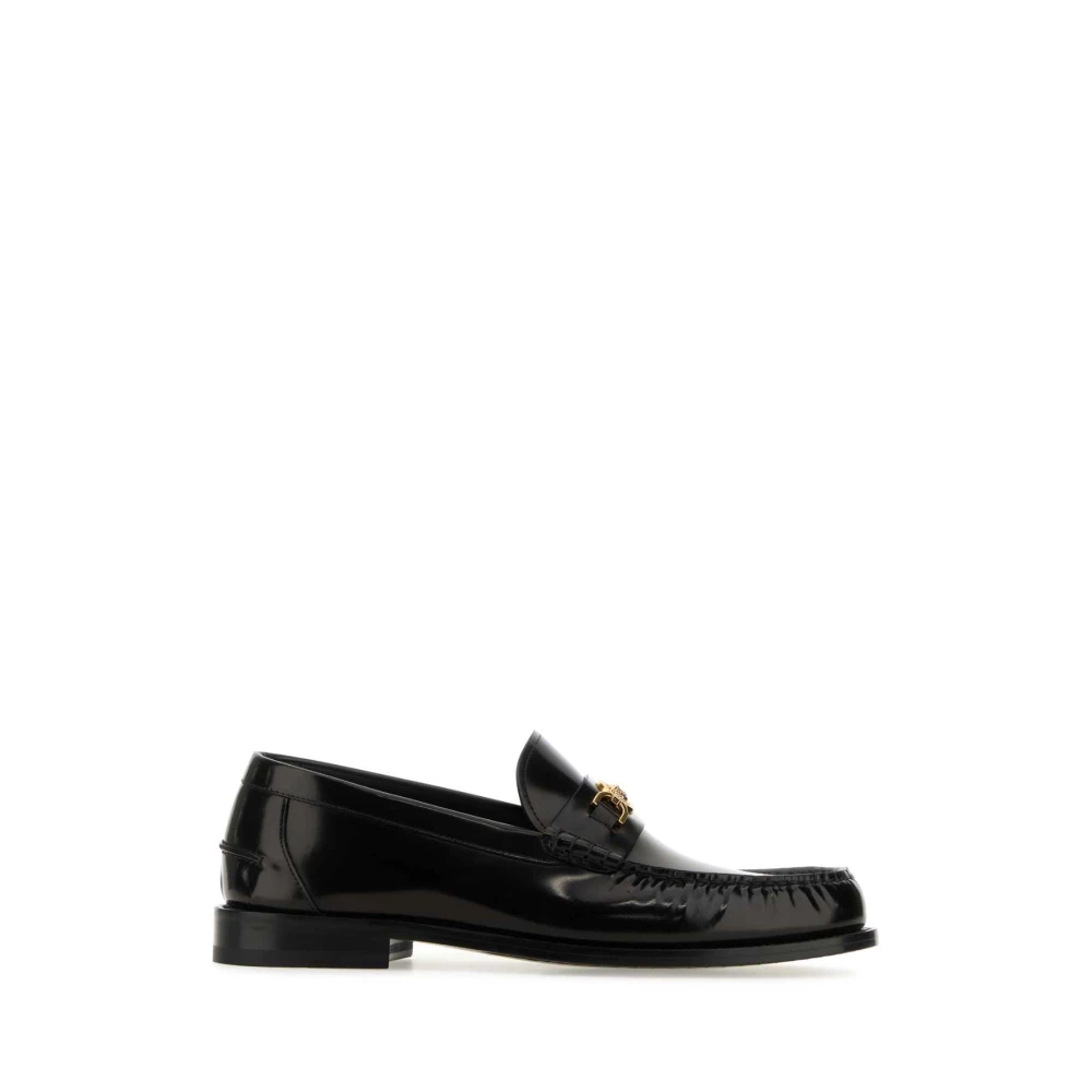 Versace Men's Black Leather Medusa Loafers