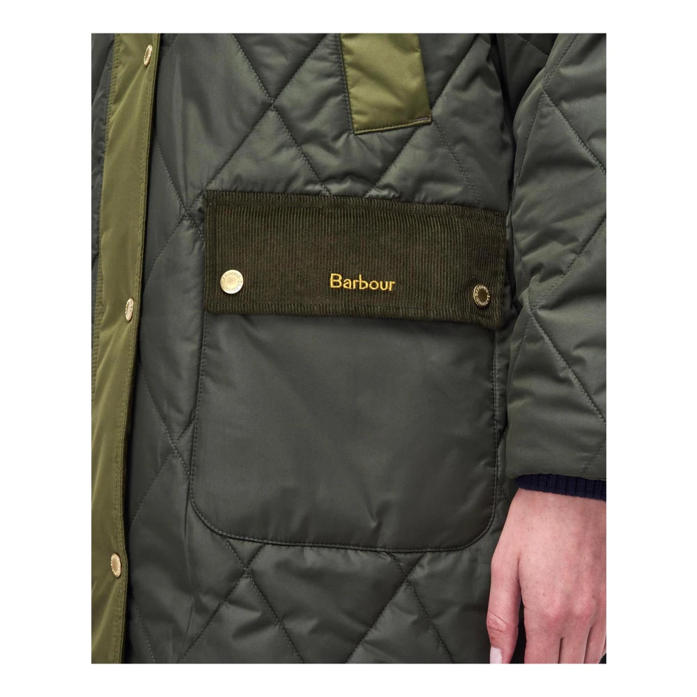 Barbour Cookston Longline Quilted Jacket Green Dames