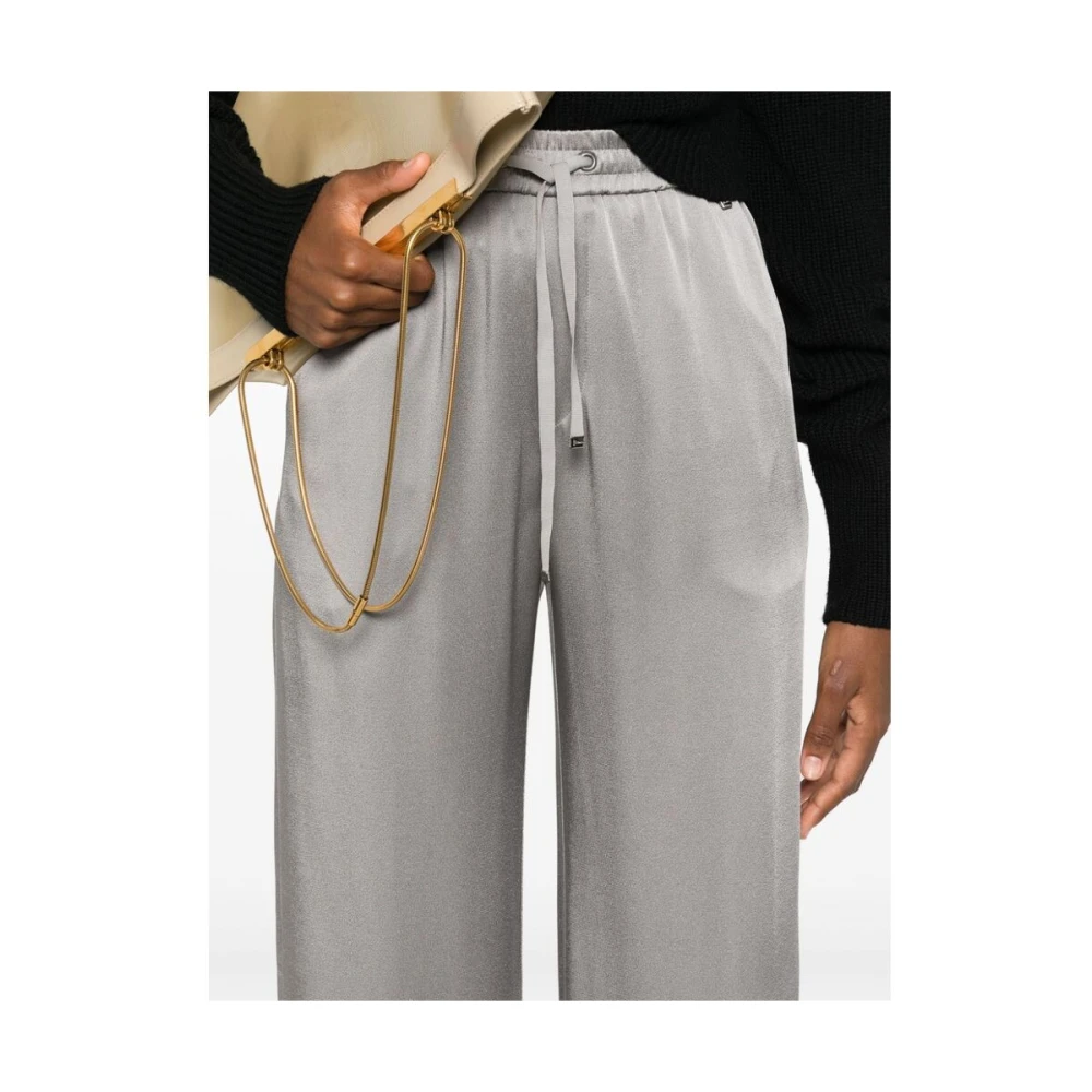 Herno Crepe Textuur Broek met Elastische Tailleband en Trekkoord Gray Dames