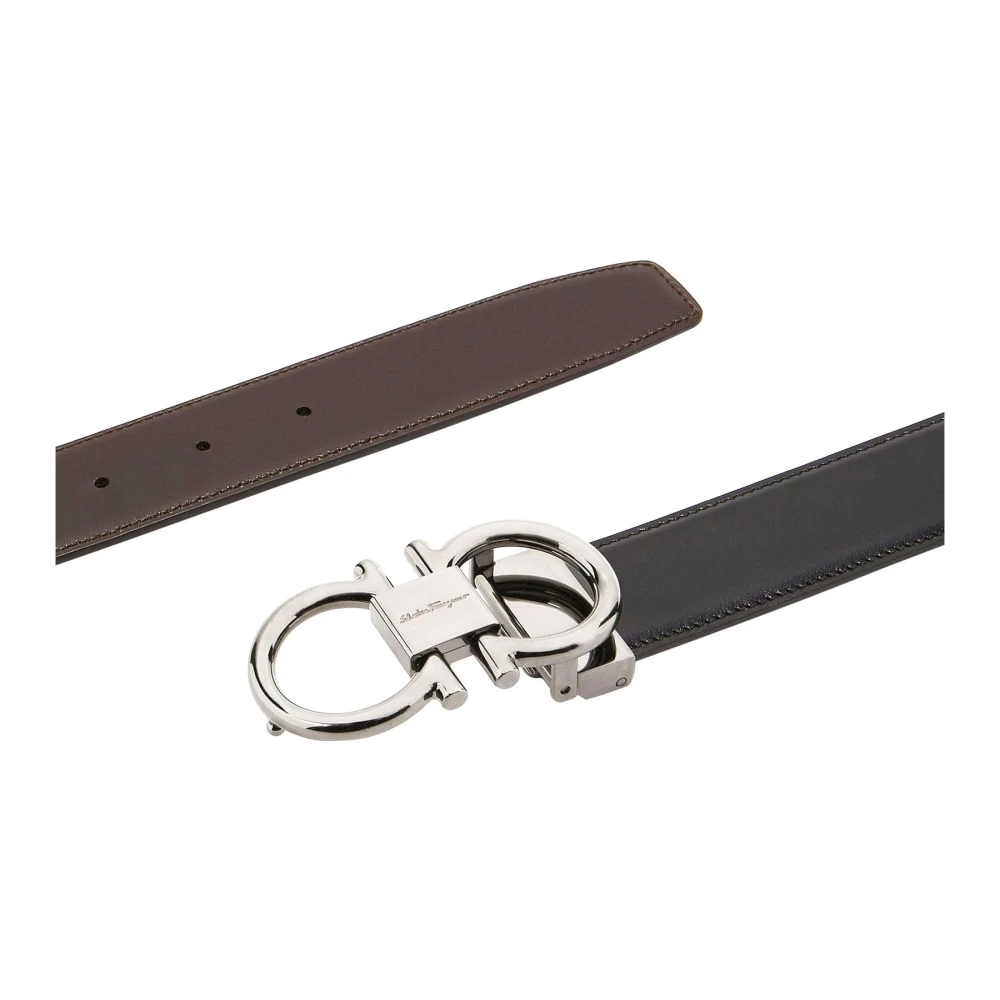 Salvatore Ferragamo Zwart kalfsleren riem met Gancini-gesp Black Heren