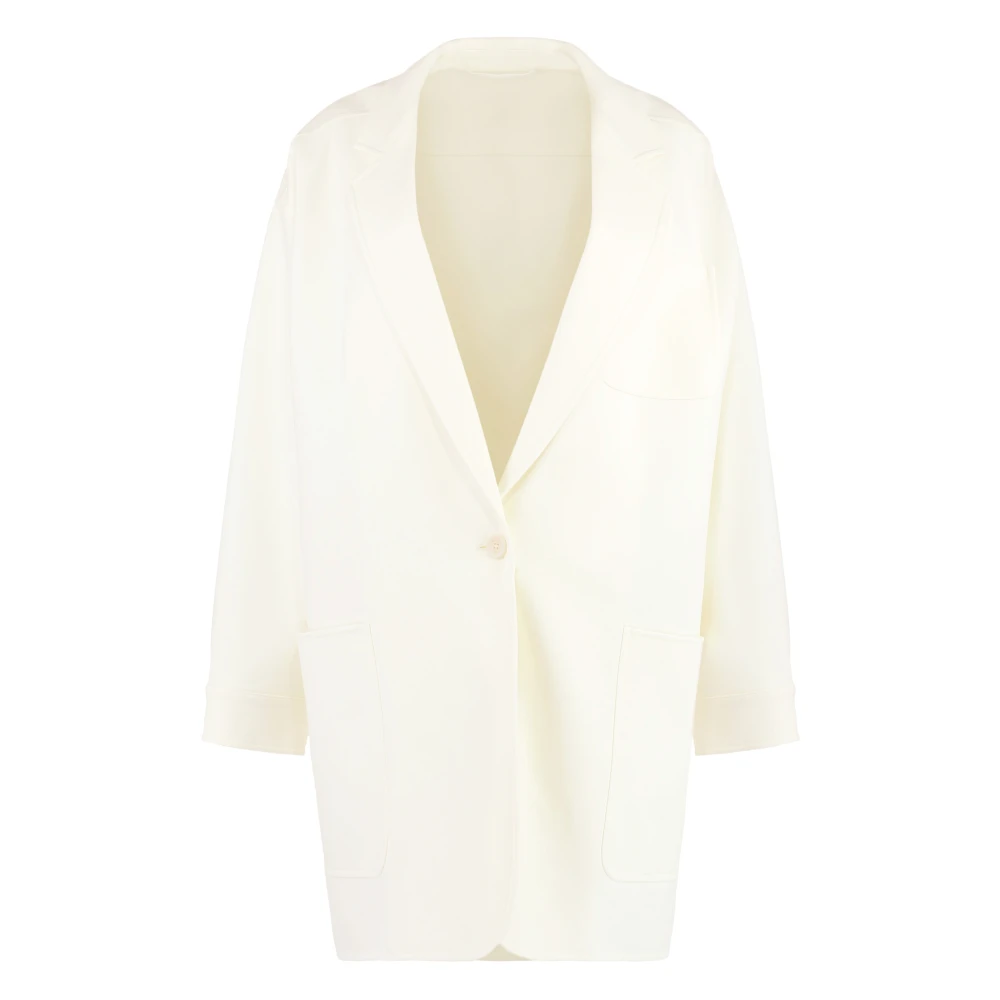 Max Mara Women's White Handmade Lapel Collar Virgin Wool Jacket