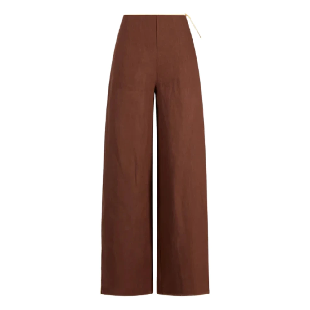 Weili Zheng Women's Brown Wide Trousers, L, Wide Trousers