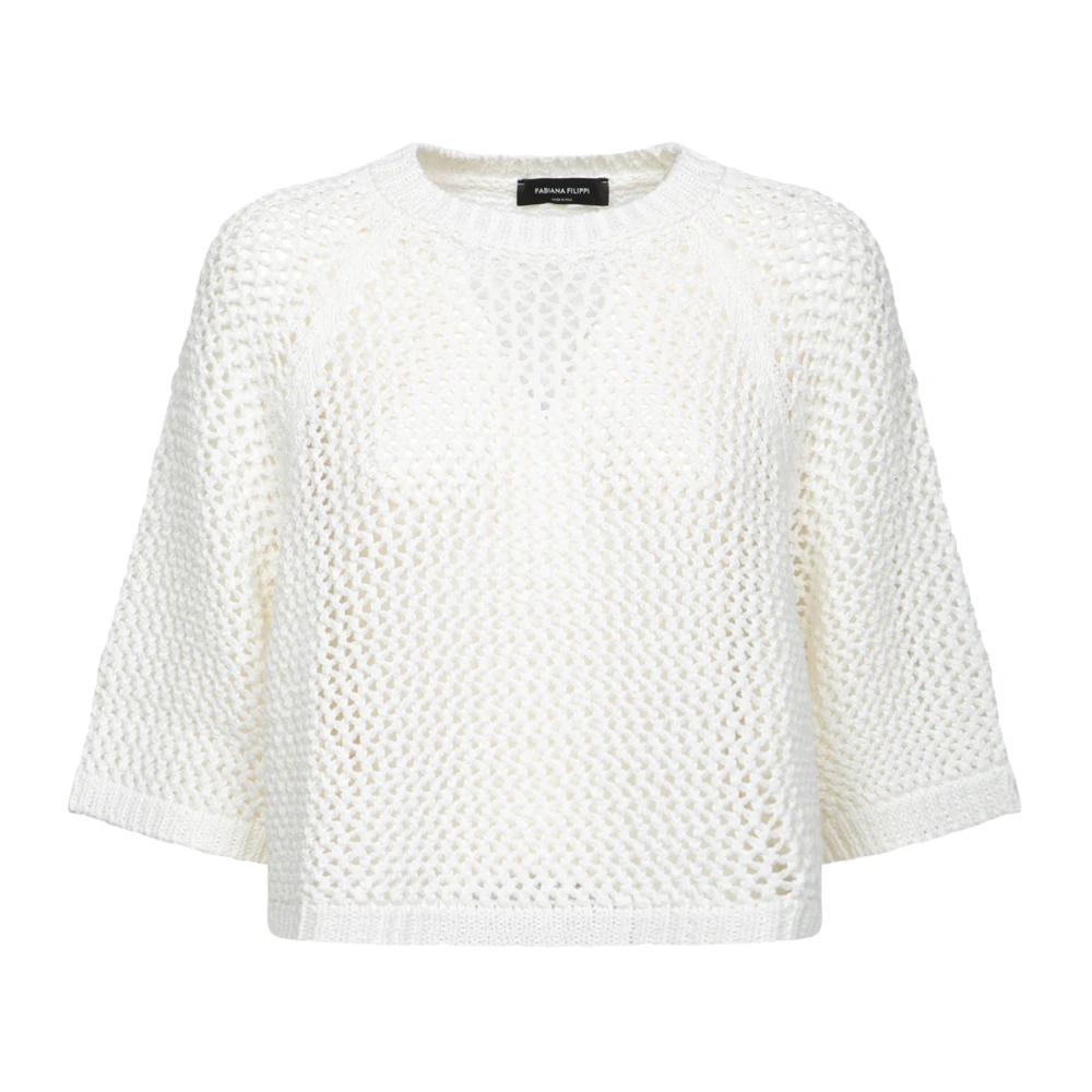 Fabiana Filippi Wit Gebreide Kleding Driekwart Mouw Trui White Dames