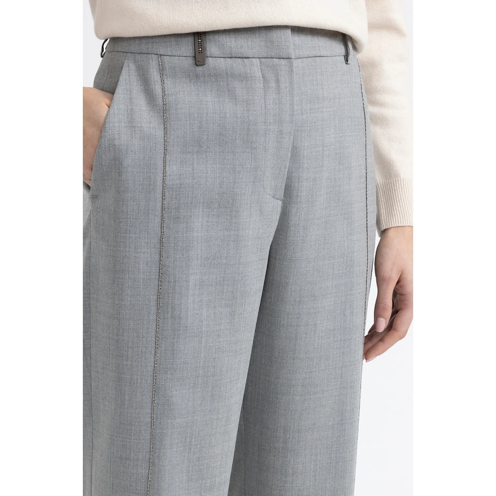 PESERICO Stretch wollen klassieke broek Gray Dames