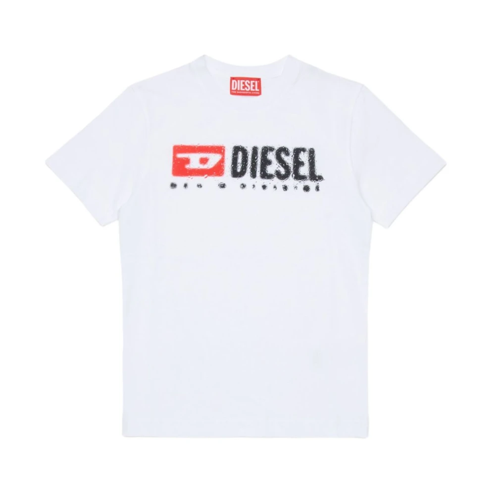 Diesel Men's White Logo Print Short Sleeve T-Shirt