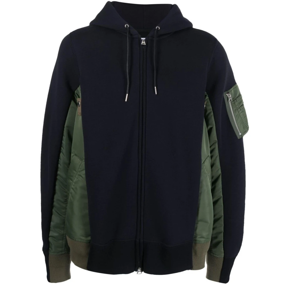 Sacai Blauwe Nylon Twill Sponge Sweatshirt Blue Heren