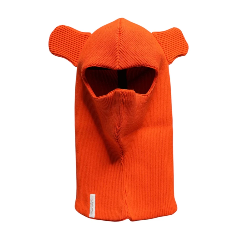 Dolce & Gabbana Men's Orange Cotton Balaclava Head Wrap Hat