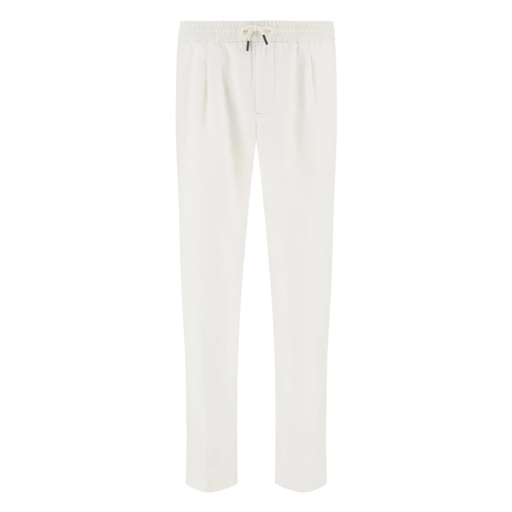 Boggi Milano Mannelijk Wit Broeken Heren, 3XL, Linnen, Linnen Coulisse Broek