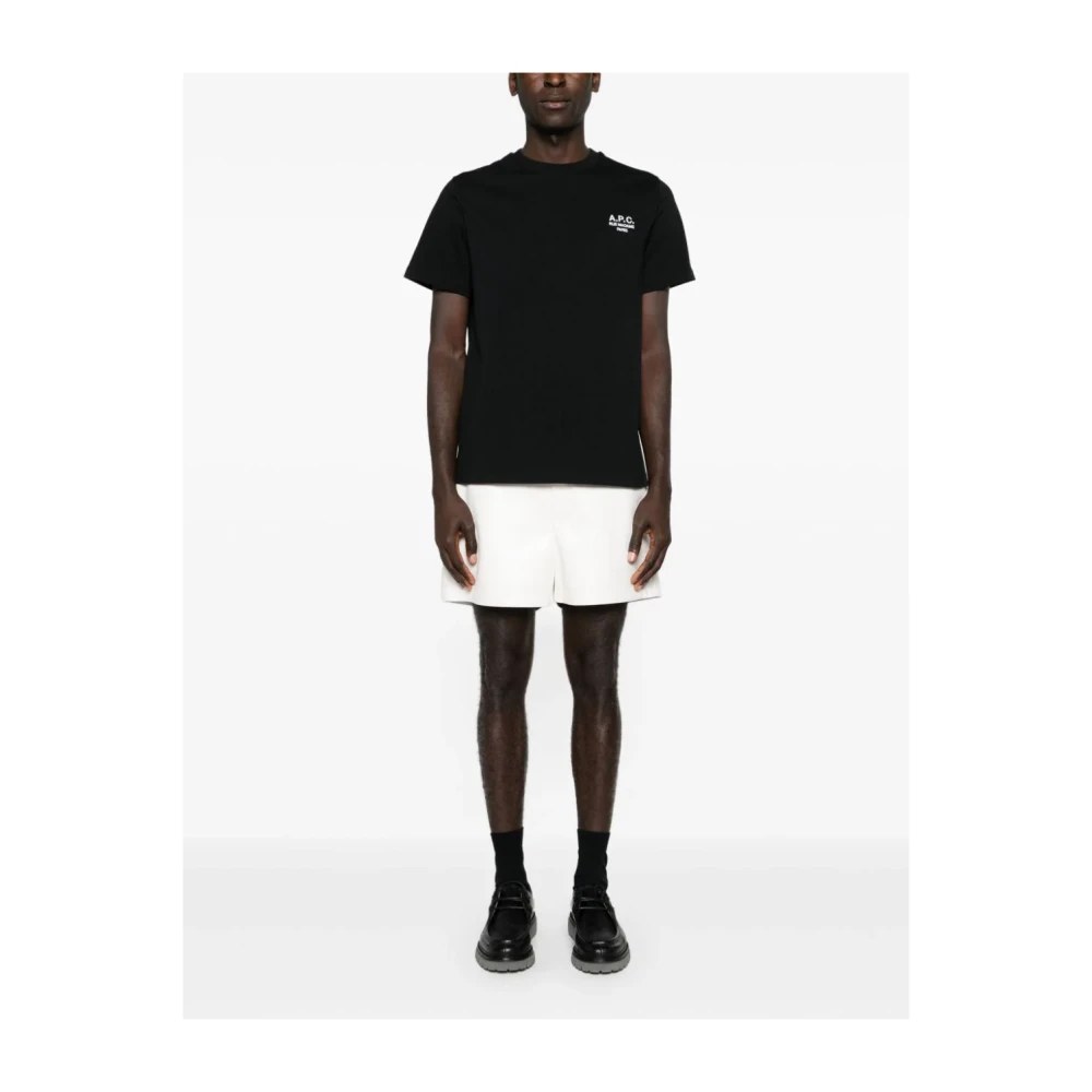 A.p.c. Geborduurd Logo T-shirt Zwart Wit Black Heren