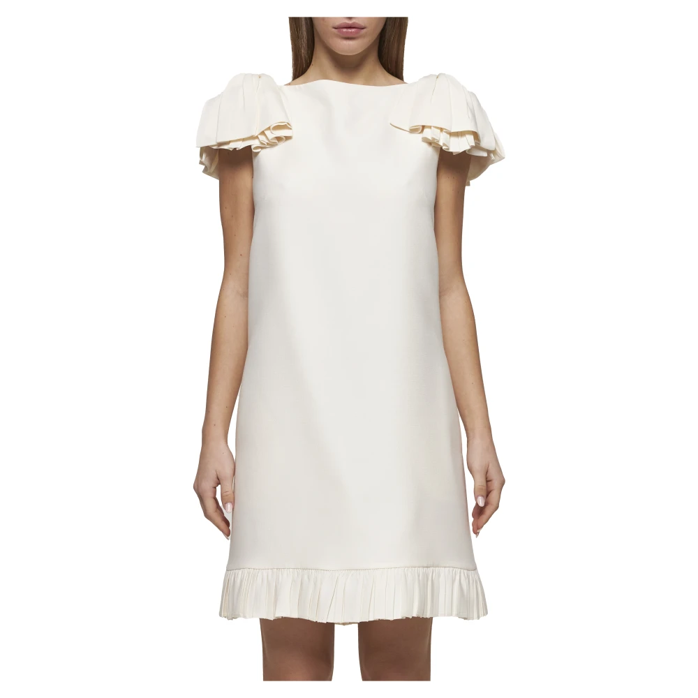 Valentino Ivoor Mouwloze Jurk met Strik Detail Beige Dames
