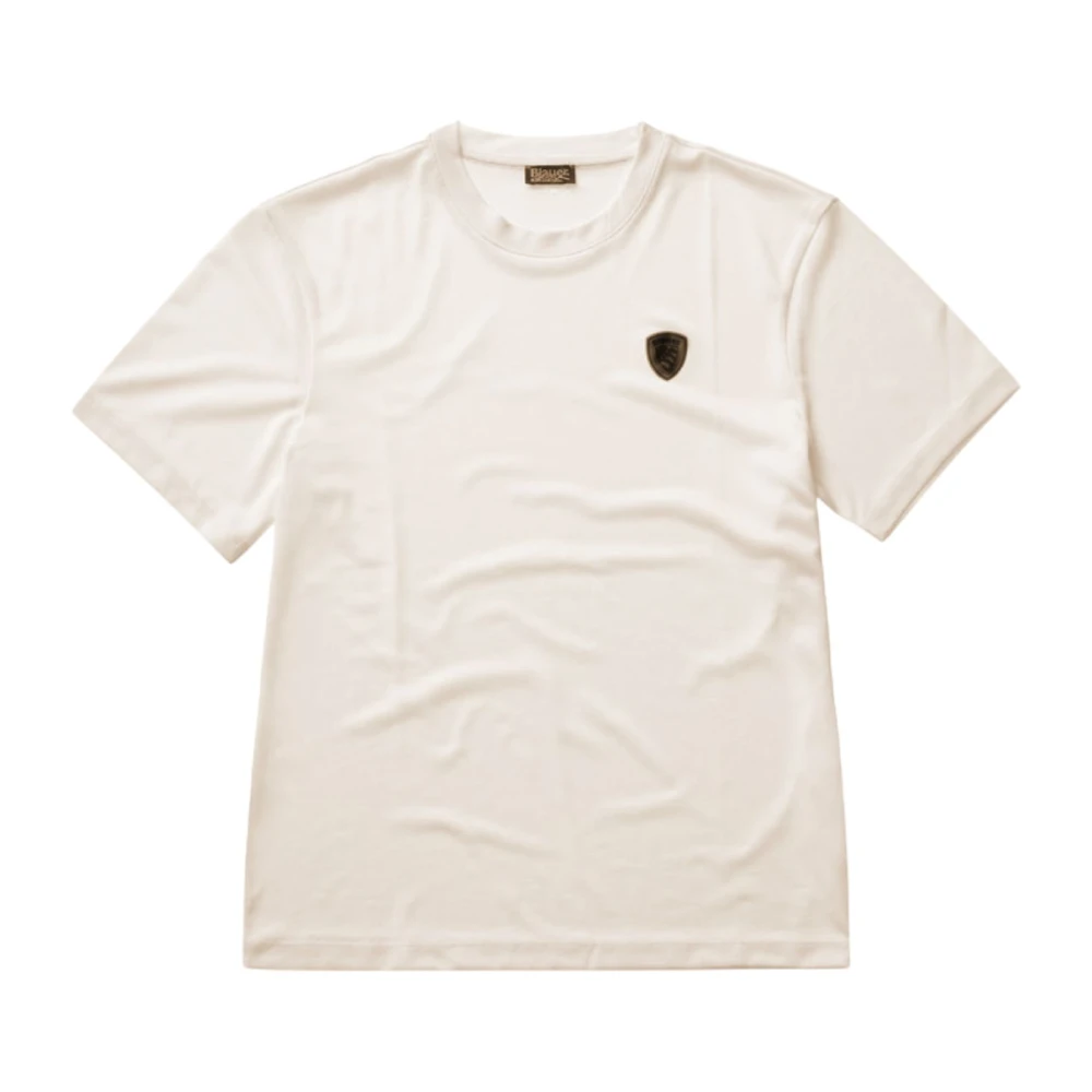 Blauer Heren Crème Logo Patch T-shirt White Heren