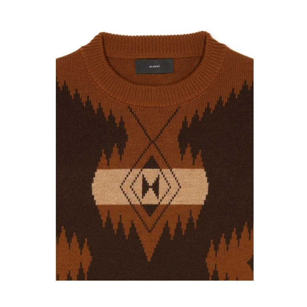 Alanui Tribal Design Jacquard Gebreide Trui Brown Heren