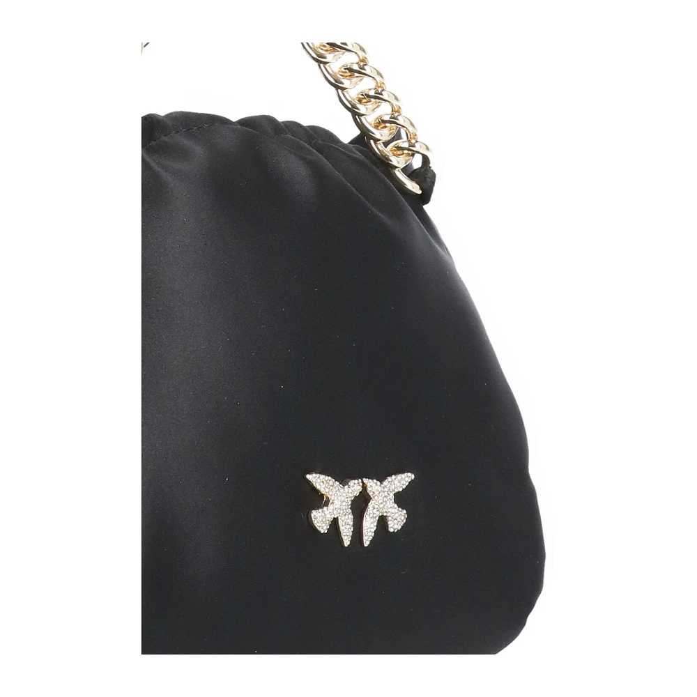 pinko Zwarte Love Birds Geborduurde Tas Black Dames