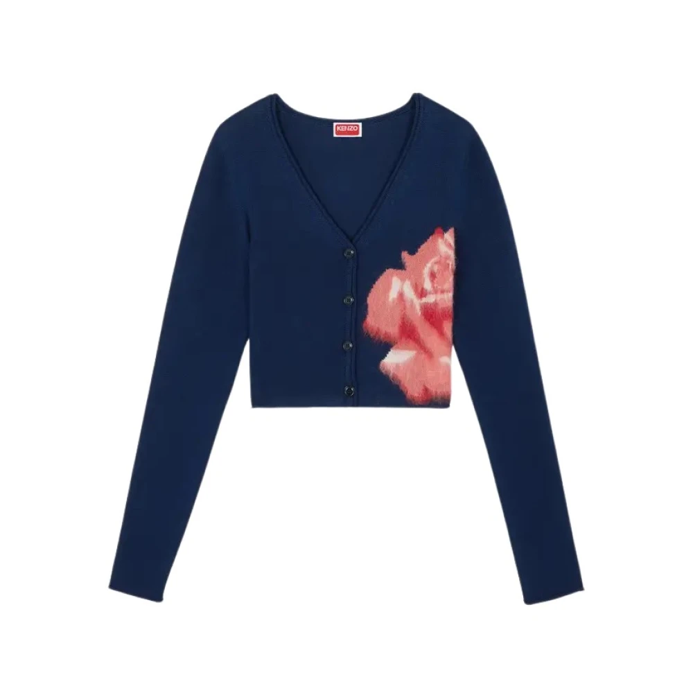 Kenzo Korte Cardigan 'Rose' Katoenen Stof Blue Dames