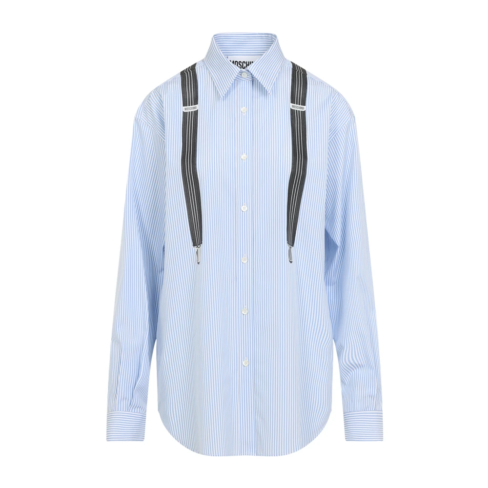 Moschino Shirt met streepmotief en print Blue Dames