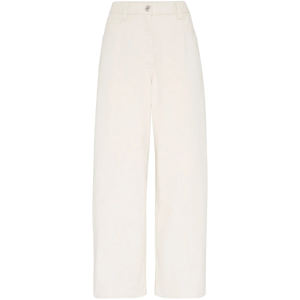 BRUNELLO CUCINELLI Ecru Broek met Kettingdetail White Dames