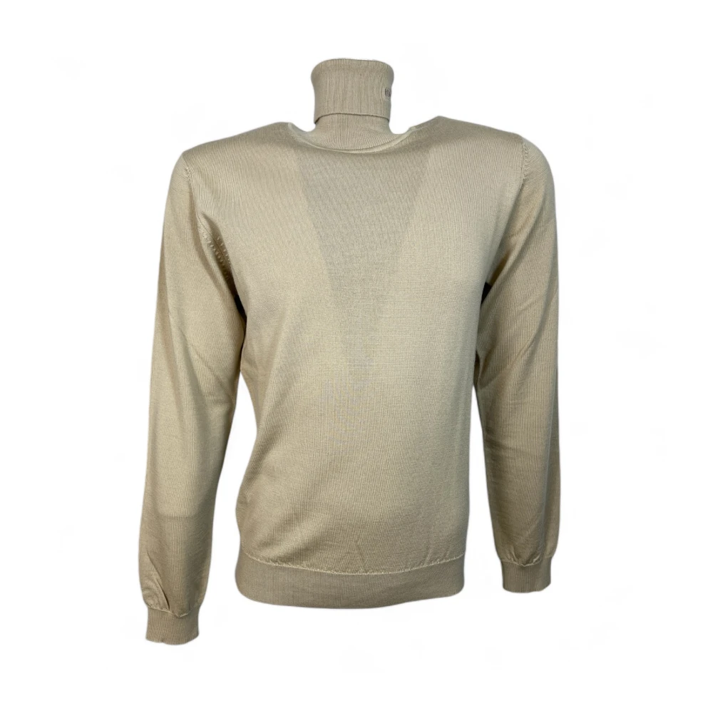 Hugo Boss Merinowol Coltrui Glattestrik Beige Heren