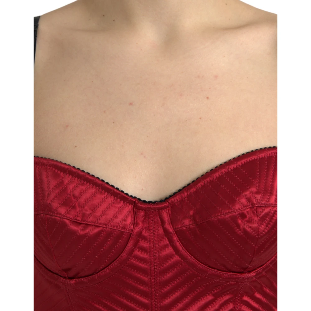 Dolce & Gabbana Rode Satijnen Korset Midi Jurk Red Dames