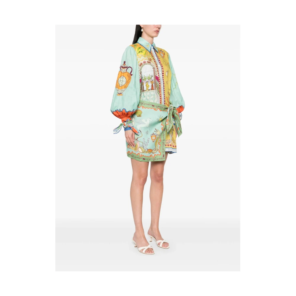 Alemais Groene Jurk met Knoopsluiting en Ceintuur Multicolor Dames