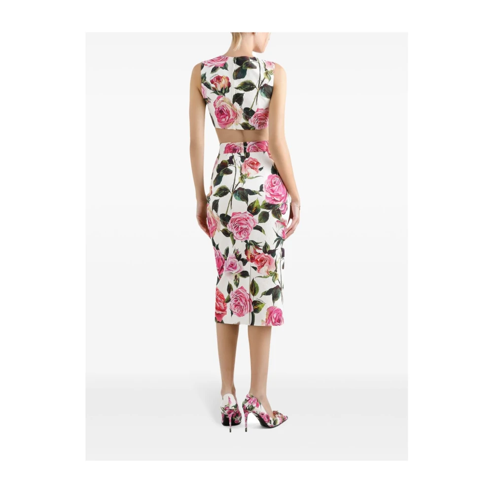 Dolce & Gabbana Witte Roze Rok Elegante Chic Stijl Multicolor Dames