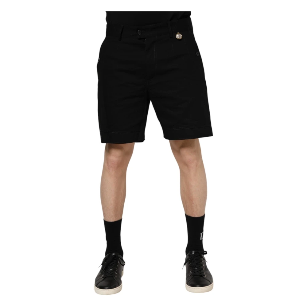 Dolce & Gabbana Men's Black Cotton Bermuda Shorts - Casual Shorts - M - Shorts