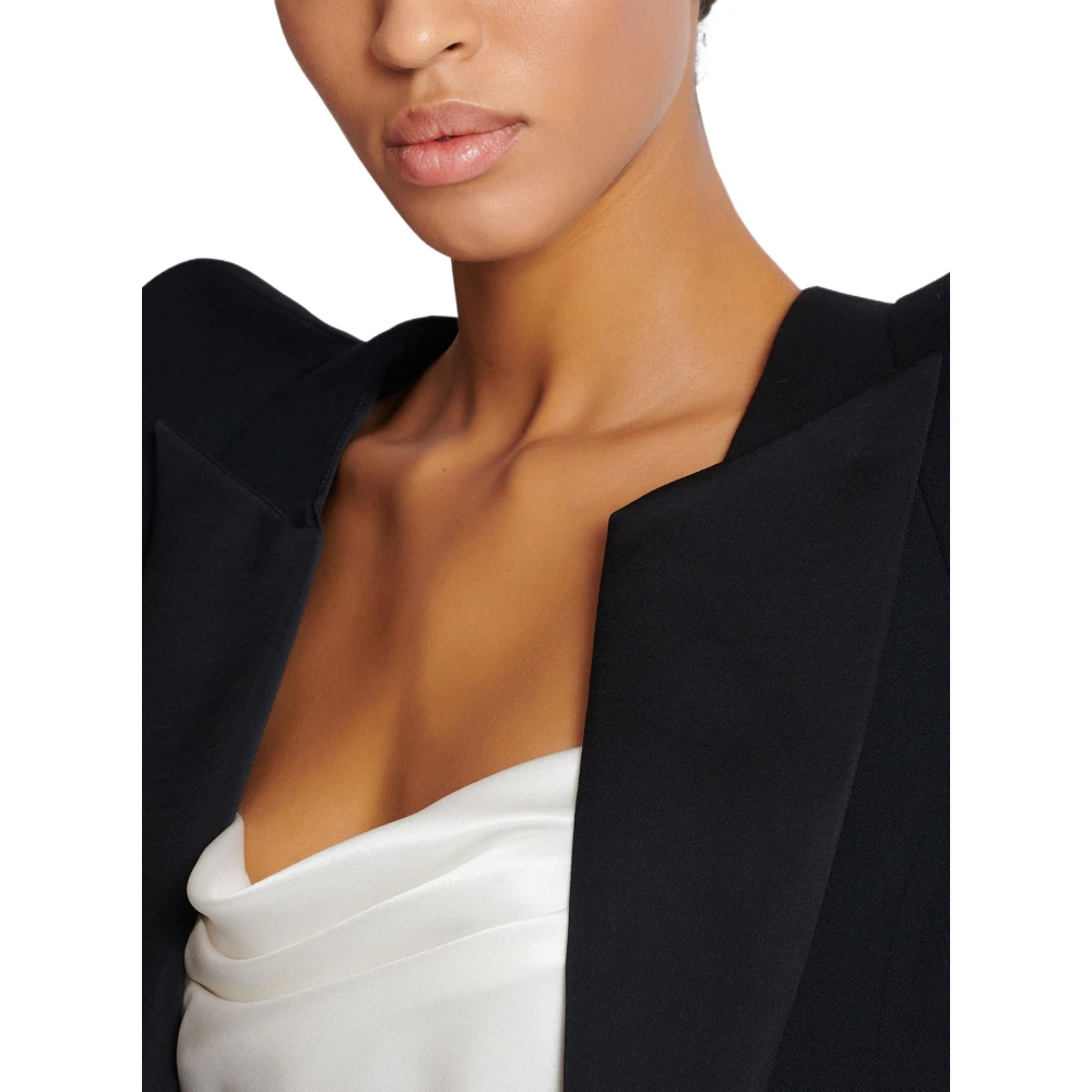Balmain Geknipte grain de poudre jas met gestructureerde schouders Black Dames