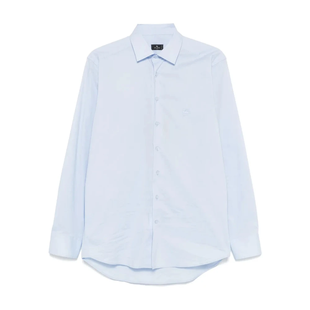 Etro Uomo Blu Camicia Bottoni Colletto Classico