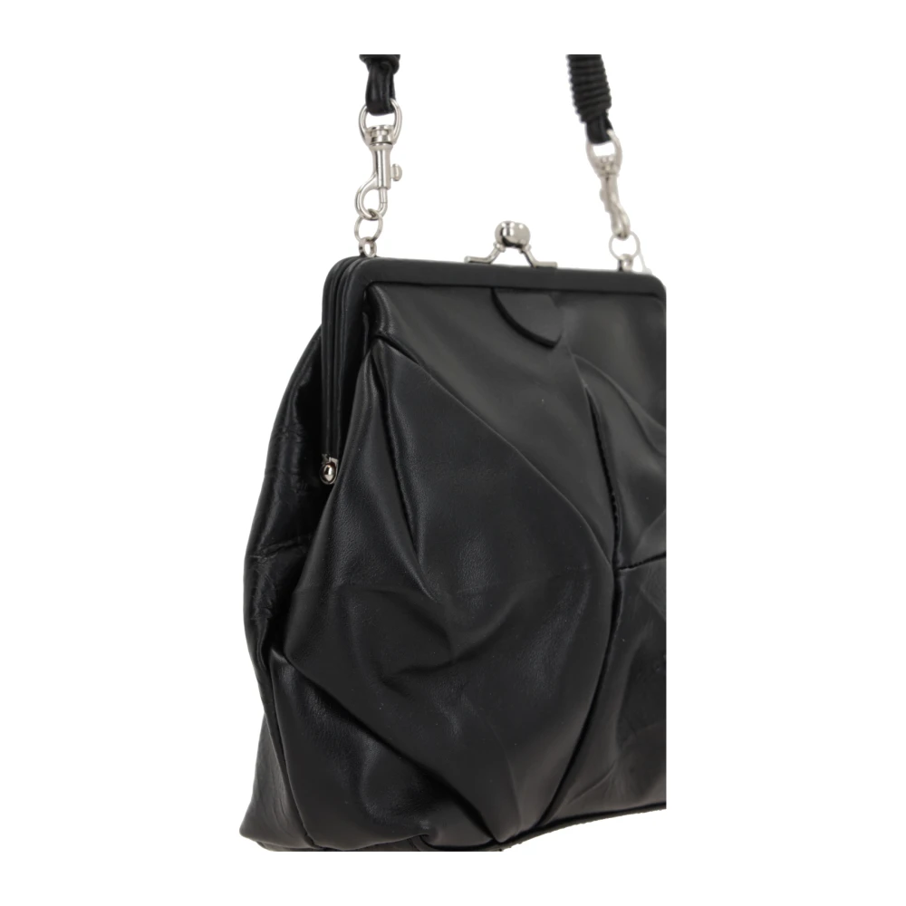 Y-3 Zwarte leren Pochette met zilveren hardware Black Dames