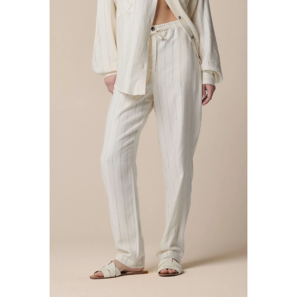 Kocca Gestreepte broek met rechte snit Beige Dames