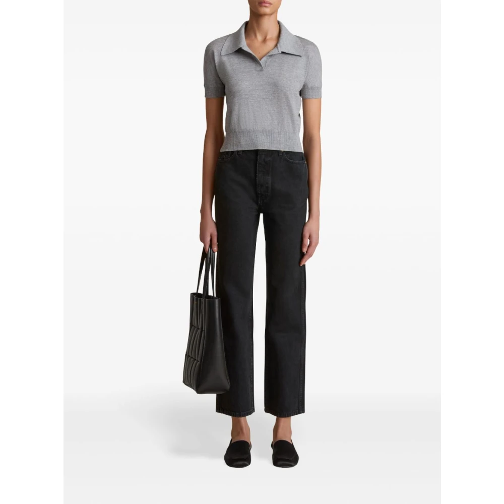 Khaite Lichtgrijze Gebreide Poloshirt Gray Dames