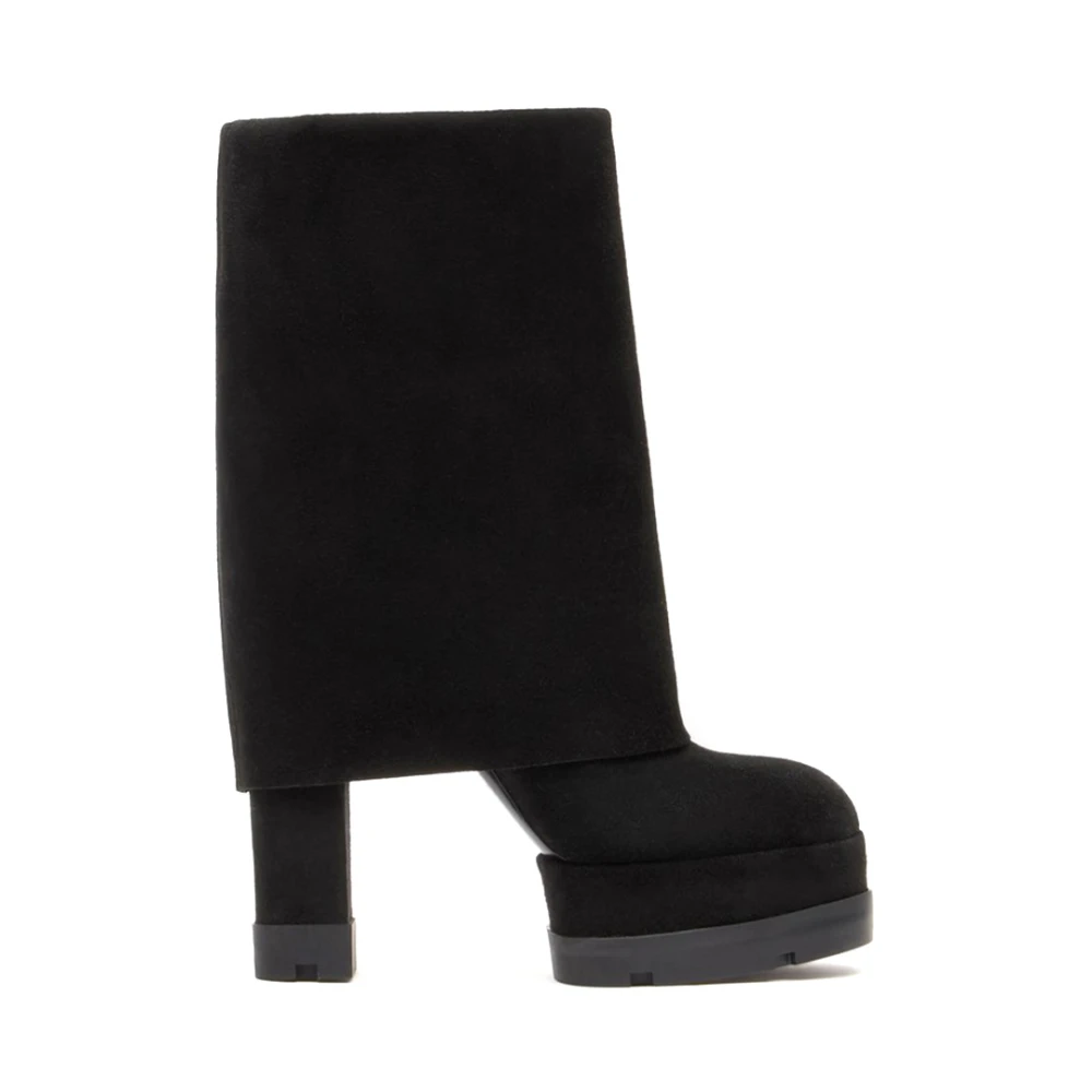 Casadei Women's Black Heeled Boots, 7 Uk, Nancy Reversible Suede Boot