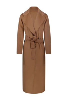 Beige Yllekappa med Reverskrage