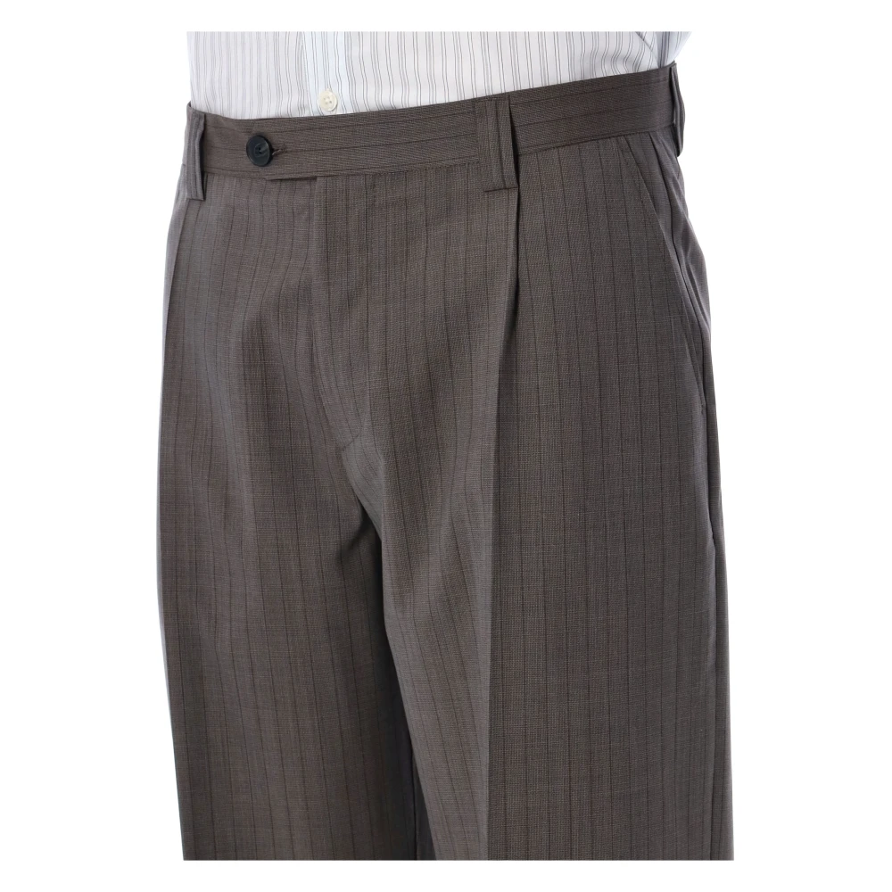mfpen Taupe Vintage Gestreepte Wollen Broek Gray Heren
