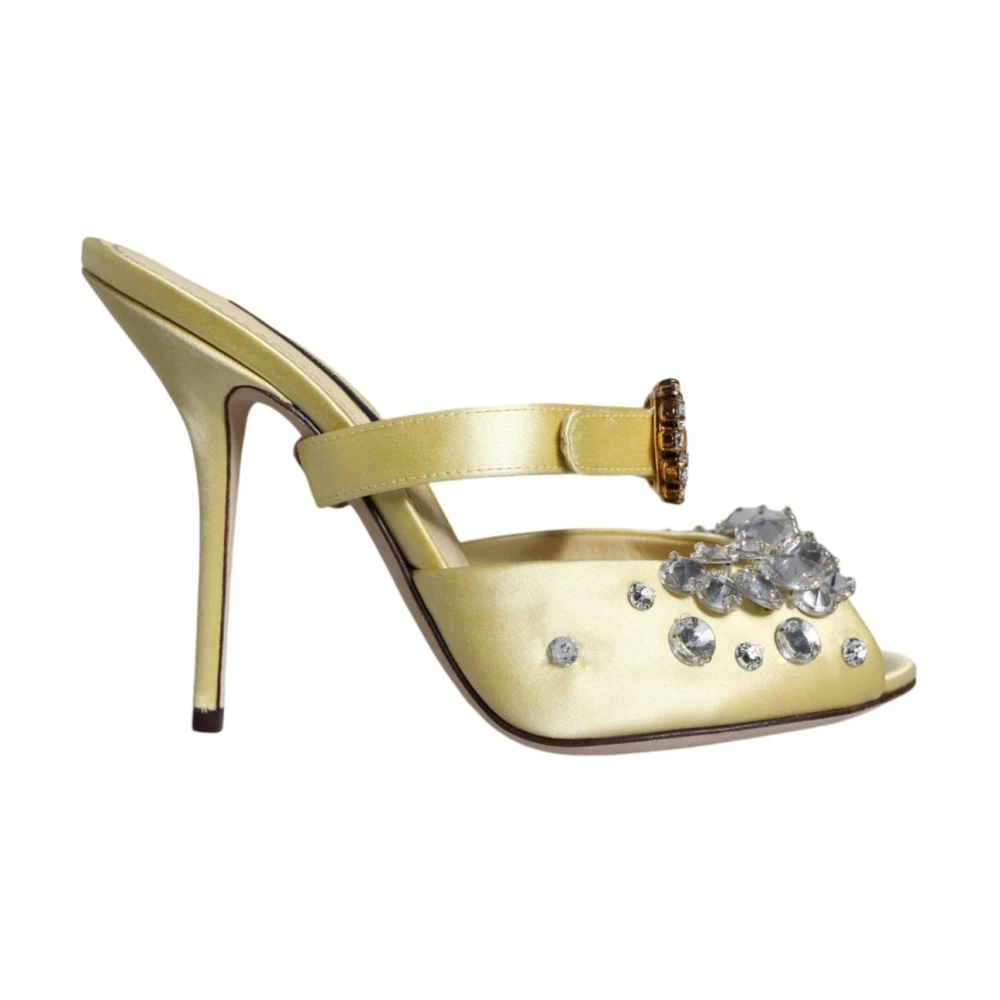 Dolce & Gabbana Women's Yellow Crystal Satin Sandals