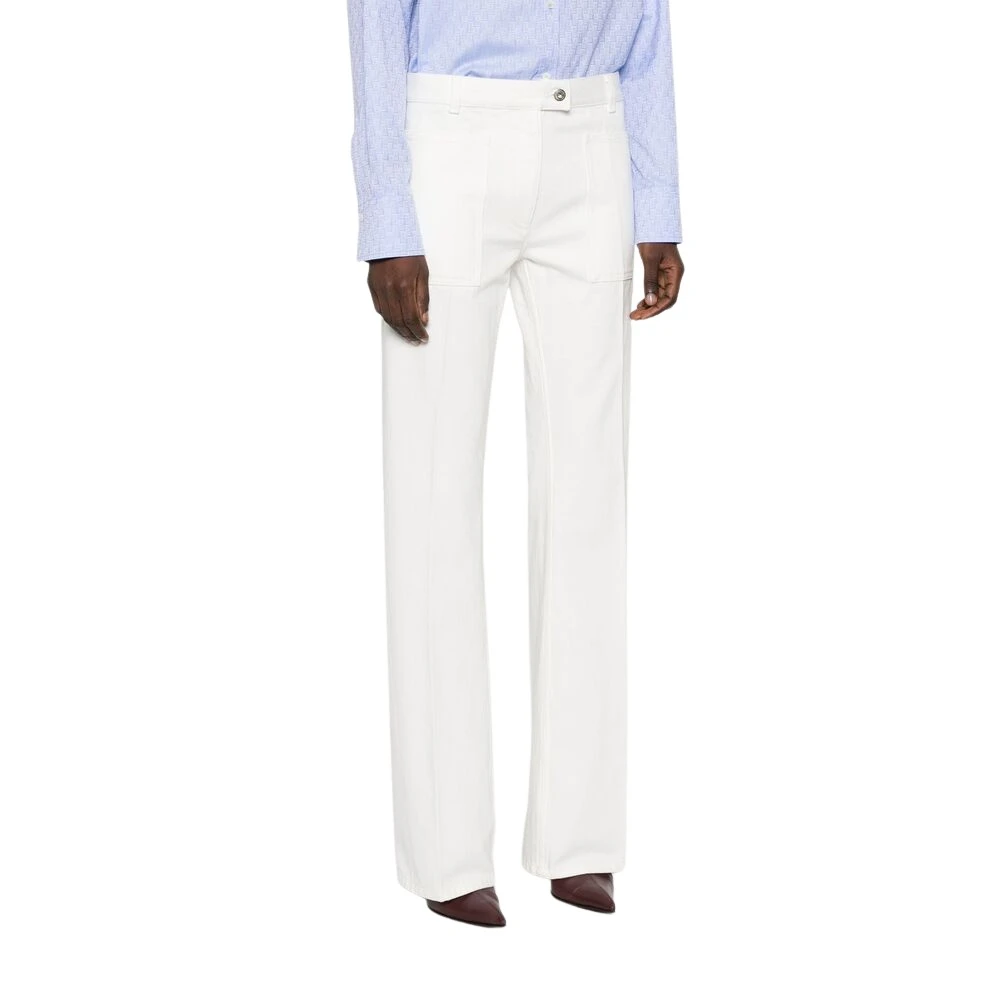 Salvatore Ferragamo Witte broek met voorste knoop en ritssluiting White Dames