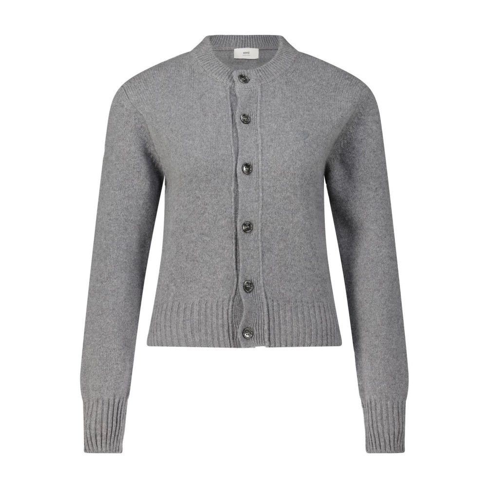 Ami Paris Kashmir Cardigan Klassisk Stil Gray, Dam