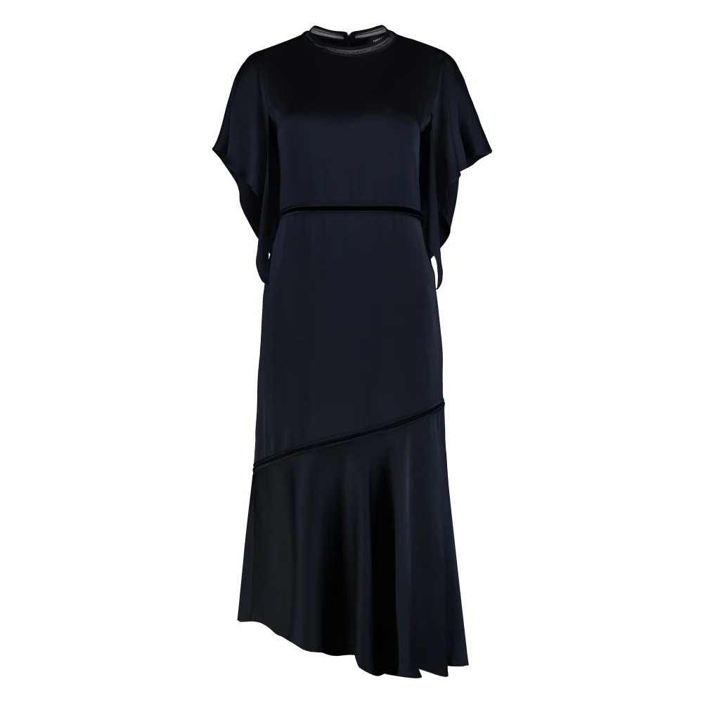 Fabiana Filippi Blue Midi Dress In Enver Satin - Female - Midi Dresses - Xs - Dresses
