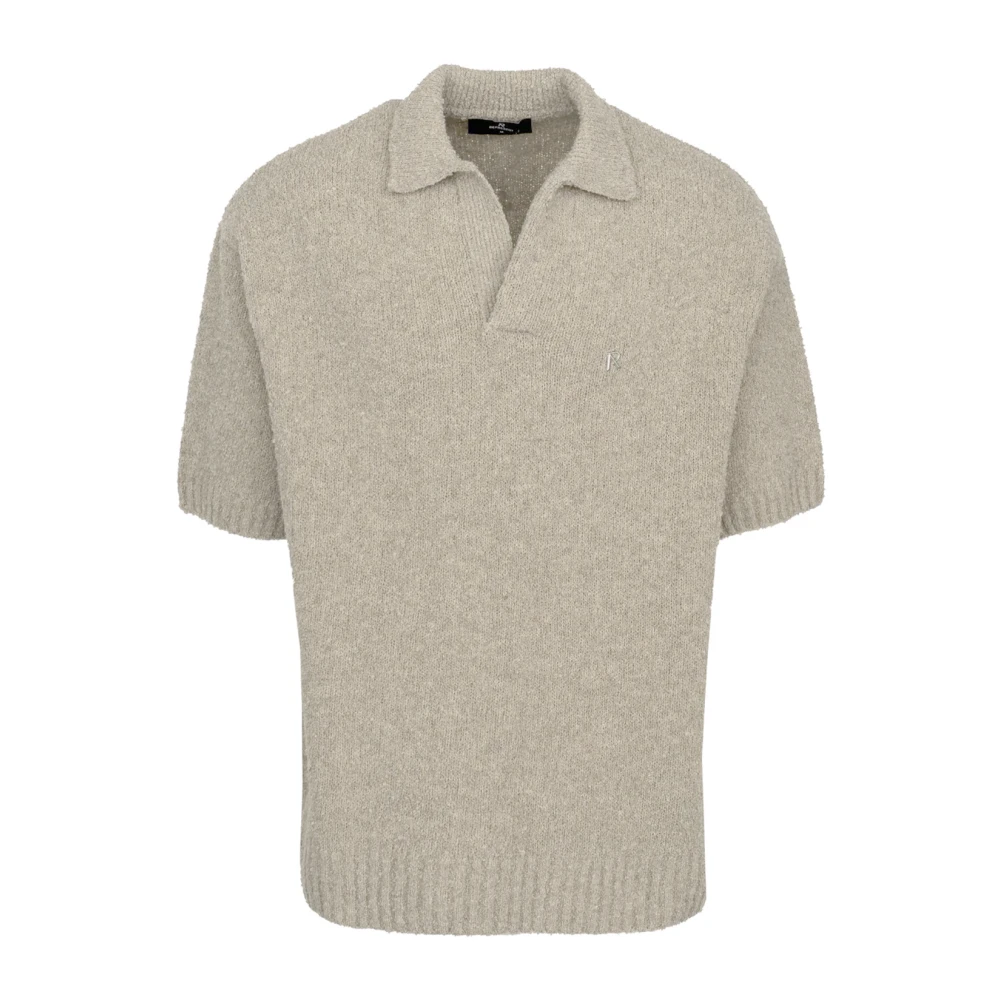 Represent Bouclé Gebreide Poloshirt Beige Heren