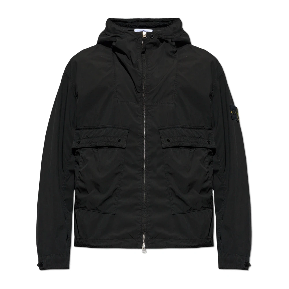 Stone Island Mannelijk Zwart Jassen Heren, Xl, Lichtgewicht Jas Met Capuchon