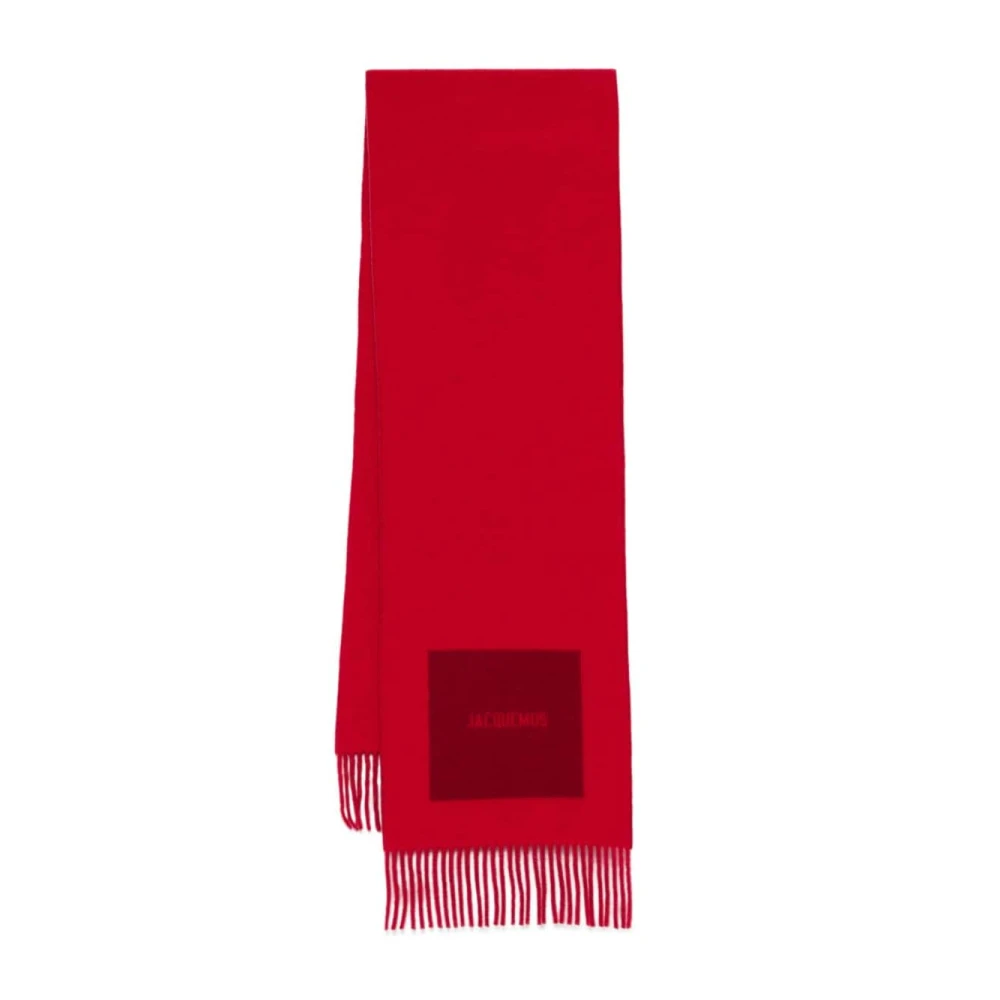 Jacquemus Röd Ull Logo Sjal Wrap Red, Unisex