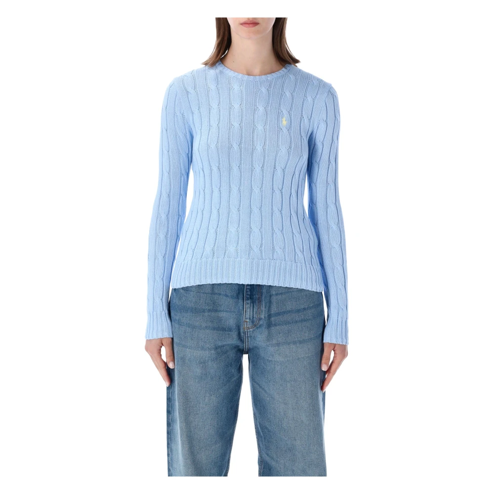 Polo Ralph Lauren Women's Blue Round-Neck Knitwear, L, Julianna Classic Knit