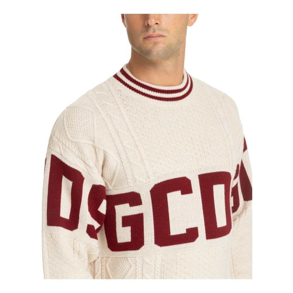Gcds Multikleur Logo Sweater Beige Heren