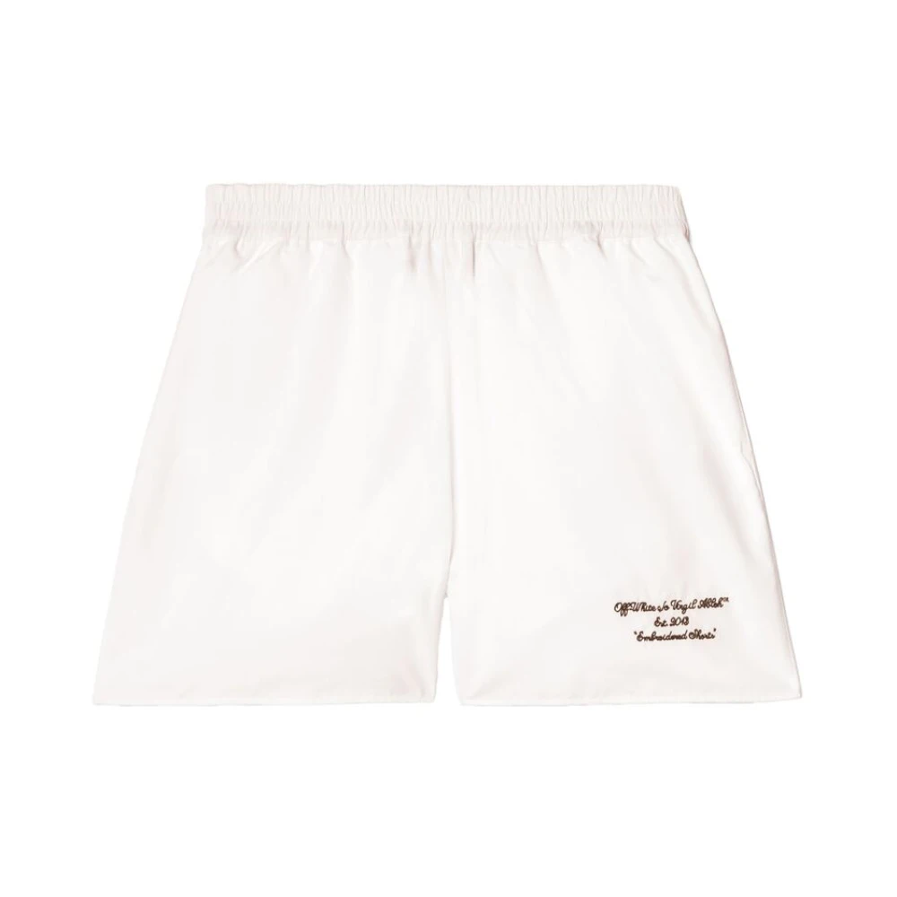 Off White Shorts met elastische tailleband en zakken White Dames