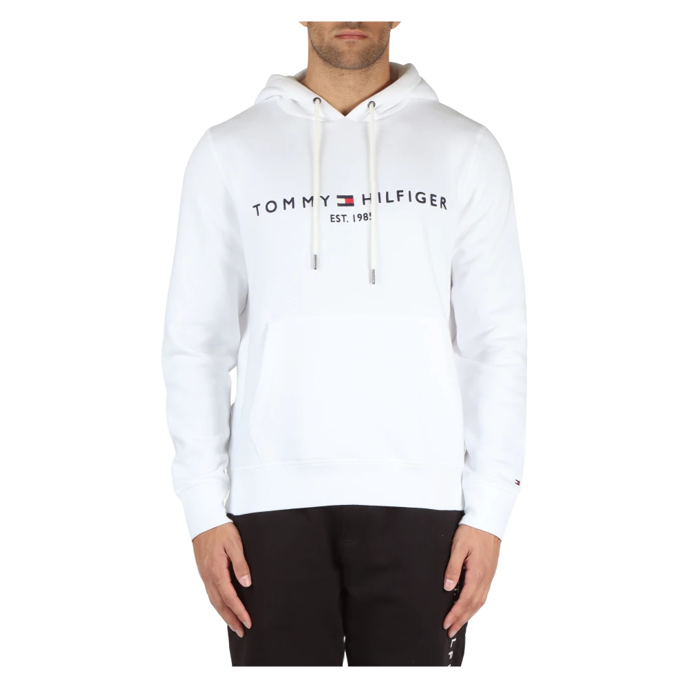 Tommy Hilfiger Katoenen hoodie met logo borduursel White Heren