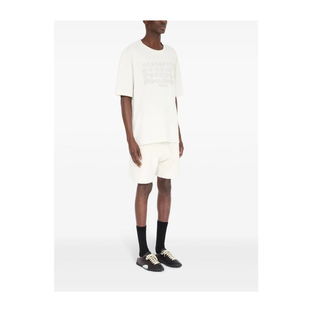 Maison Margiela Beige Oversize Katoenen T-shirt met Logo Beige Heren